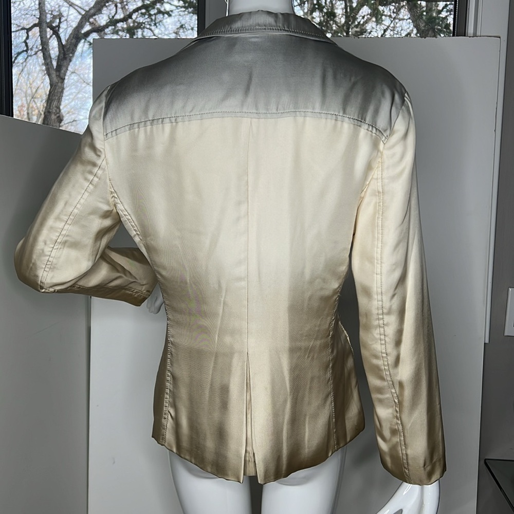 Prada 100% Silk Sz 44 Cream Beige Gray Graduated Ombré Blazer Jacket - Picture 3 of 14